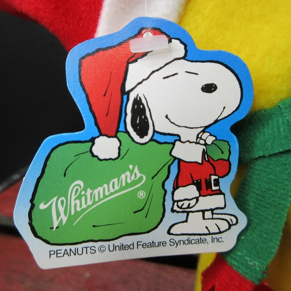 Vtg Woodstock Peanuts Whitman's Christmas Plush Ornament Santa Hat Scarf NEW